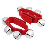 Coolrunner 2pcs/4pcs Band Wrist Bells Christmas Musical Tambourine Wrist Shaking Jingle Bells Percussion Orchestra Rattles (Red)