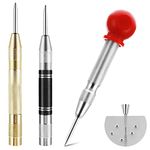 Cobee 3 Pieces Heavy Duty Center Punch, Spring Loaded Automatic Center Punch Anti-Slip Punch Tool Center Hole Punch for Metal Wood Plastic