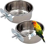 Bird Feeding Dish Cups, Parrot Food Bowl Holder-Stainless Steel Coop Cup, Bird Cage Water Bowl for Parakeet African Greys Conure Cockatiels Lovebird Budgie Chinchilla (300.ml Clamp Pack of 2)