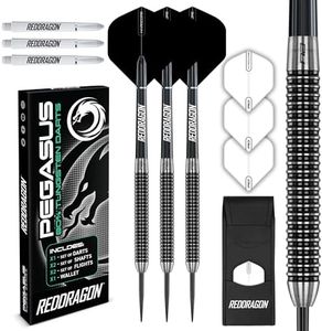 RED DRAGON Pegasus: 21g - Tungsten Darts Set with Black Stems, Black Flights and Wallet