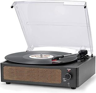 Record Player with Speaker Vintage Belt-Driven Turntable Support 3-Speed for Vinyl Records, Wireless Playback, Headphone, AUX-in, RCA Line LP Vinyl Players for Sound Enjoyment Black