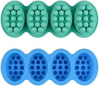 SJ 2 Pcs Silicone Massage Bar Soap Molds - Silicone Molds for Soaps Making, Handmade Soap Molds, Nonstick & BPA Free (Blue & Mint Green)