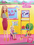 HALO NATION® Classroom Doll Playset with 8 Characters - Cute Smiling Doll 1 Teacher Mother Doll , 1 Daughters Doll , Chair, Writing Board, Stationary - Girls Birthday Gift