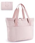 BAGSMART Tote Bag for Women, Foldable Tote Bag With Zipper Large Shoulder Bag Top Handle Handbag for Travel, Work, Pink