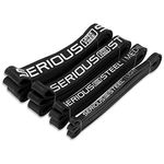 Serious Steel Fitness Non Latex (Latex Free Resistance Bands) Resistance Bands Exercise Bands | Use for Pull-Ups, at Home Workouts, Strength Training and Resistance Training (41" Black Set)