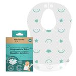 Babyworks Disposable Bibs with Crumb Catcher, 20 Count - Biodegradable and Compostable Baby Bibs - Quilted and Leak-Proof