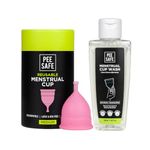 Pee Safe Menstrual Cups For Women | Medium Size With Pouch And Menstrual Cup Wash 100ml Combo