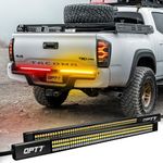 OPT7 Redline Parlux Triple Row LED Tailgate Light Bar for Tacoma w/Sequential Amber Turn Signal - Weatherproof Rigid Aluminum Light Bars Compatible with Tacoma Truck 2nd/3rd Gen. 2005-2023