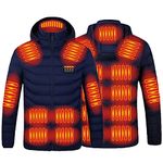 KUIH 2024 Upgraded Heated Jacket, 21 Heating Zone Men's Electric Heating Down Jacket Waterproof Windproof Electric Coat Outerwear with 3 Temperature for Outdoor Camping Hiking Golf (No Power Bank)