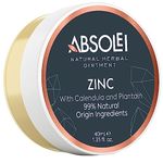 Absolei Zinc Oxide Ointment, Natural Ointment for Skin Irritations and Wounds with Calendula and Plantain, 40 ml