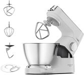 Kenwood Titanium Chef Baker, Kitchen Machine with K-Whisk, Stand Mixer with Kneading Hook, Whisk and 5L Bowl, KVC65.001WH, Power 1400W, White