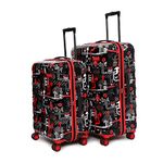 uppercase Jfk Trolley Bag Set Of 2 (M+L) Check-In Luggage, Hardsided Polycarbonate Printed Luggage, Combination Lock, 8 Wheel Bag, Suitcase, 2000 Days Warranty (Black, 31 X 53 X 75.5 Cm, Spinner)