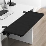 Siiboat Computer Desk Extender 29.5" x 9.45" Table Arm Elbow Support Collapsible Keyboard Tray for Square Tabletop - Carbon Fiber