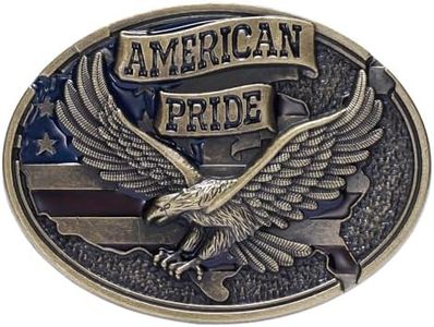 TYWestyles Belt Buckles for men women - Western Cowboy Belt Buckle American Flag and Eagle Belt Buckle (Bronze American pride buckle, Medium)