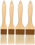 Basting Brush,Pastry Brush 1.5 & 1 in - Natural Bristle Cooking Brush for Baking,Not Shed Food Grade Brush,Butter Brushes,Cooking Brush for Oil and Sauce,Kitchen Turkey Baster,Egg Wash Brush(4 Pc)