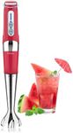 Cordless Hand Blender: Rechargeable Cordless Immersion Blender Handheld, 21-Speed & 3-Angle Adjustable with 304 Stainless Steel Blades for Milkshakes | Smoothies | Soup| Puree | Baby Food (Red)