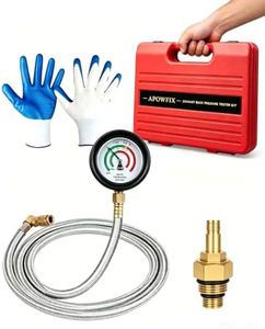 Exhaust Back Pressure Tester Kit Automotive Exhaust Back Pressure Gauge Set, 6.2FT Stainless Steel Braided Hose, Professional Car Diagnostic Test Tool with Quick-Connect Coupler, M12 and M18 Adapter