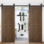 Arti-Life 10 FT Double Barn Door Hardware Kit Heavy Duty Sliding Door Track Kit with Hook and 2 Handles,Smoothly and Quietly Hardware for Interior and Exterior Fit 30" Wide Door Panel (J Shape Hanger)