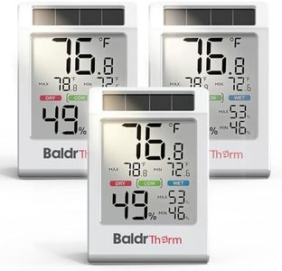 BALDR Solar Indoor Thermometer Hygrometer, Max/Min, Comfort Meter (3 Pack)