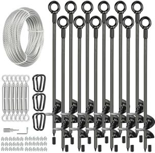 hannger 12 Pcs 30" Long Ground Anchors Shed Anchors Kit with 3/16" Galvanized Cable & Turnbuckles & Carabiners, Heavy Duty Earth Anchors for Sheds Trees Trampoline Greenhouse Swing Set Tent.