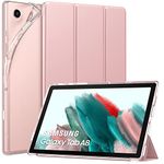 MoKo Case Fits Samsung Galaxy Tab A8 10.5 Inch 2021(SM-X200/SM-X205/SM-X207), Slim Case Trifold Stand with Auto Sleep/Wake Function and Soft TPU Translucent Frosted Back Cover, Pink