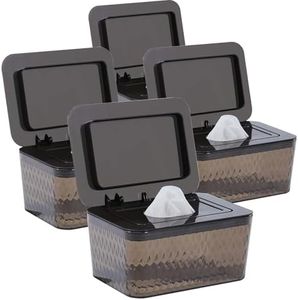 Hswt 4 Pack Wipes Dispenser Seal-Designed Wipe Dispenser Holder Wipes Case Box for Bathroom Keep Wipes Fresh, Dust-Proof & Non-Slip