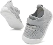 LeIsfIt Baby Shoes Boys Girls First Walking Shoes Infant Sneakers Crib Lightweight Non-Slip Sneakers Grey 18-24 Months