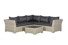 Backyard Furniture Chesterton Luxury 5 Seater Deepseating Rattan Garden Lounge Set with Cushions, Black, 230 x 146 x 67 cm *UPDATED fabric*, Black