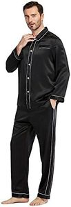 LilySilk Silk Pajamas Set for Men Summer 2pc Sleepwear Black S