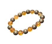 ASTROGHAR Citrine & Pyrite Multicolored Crystal stretch bracelet For Men & Women