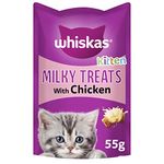 Whiskas Kitten Milky Treats - Tasty, milky treats for kittens from 2 - 12 months, small bite size snacks with a delicious milky filling, Pack of 8 (8 x 55 g)