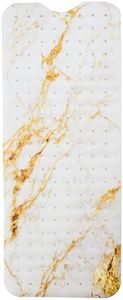 ENKOSI Bath Mat – Large 40 x 16 Inch Non-Slip Bathtub Mat with Secure Suction Cups & Drain Holes – Extra Long Bathroom Shower Mat for Tub with Marble Gold Design (40x16 Marble Gold)