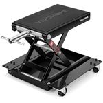 VIVOHOME 1100 Lbs Steel Wide Deck Motorcycle Lift ATV Scissor Lift Jack with Dolly and Hand Crank Bikes Garage Repair Hoist Stand Black