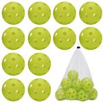 12PCS Plastic Baseballs Practice Ball Hollow Plastic Softball Hockey Training Ball with Drawstring Pocket, for Indoor and Outdoor(Green)