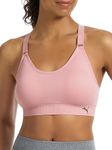 Puma Women's 2 Pack Seamless Sports Bra, Silver Pink/Heather Grey, Large