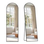 SONGMICS Full Length Mirror, 150 x 40 cm, Arched Full Body Mirror with Stand, Aluminium Alloy Frame, Tempered Glass, for Bedroom, Living Room, Cloakroom, Ink Black LFM035B01