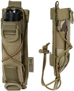 OneTigris Flashlight Holster Molle Flashlight Holder for Belt Tactical Pouch for Torch Linear Hand Tool with Open-top MOLLE Strap for Vertical & Horizontal Carrying