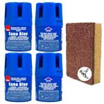 SANO Blue Water Toilet Bowl Cleaner Long Lasting Air Freshener WC Tablet - Cleans, Perfumes, Hygienic, Leaves Water Sparkling Blue, Up to 900 Flushes + Coconut Multipurpose Cleaning Sponge (Pack of 4)