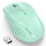 TECKNET 2.4G Wireless Mouse for Laptop, 4800 DPI Optical Computer Mouse with 6 Adjustable Levels, 30 Months Long Battery Life Cordless USB Silent Mouse for Notebook, PC, Office Home Work (Green)