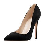 Only maker Women's Sexy Pointed Toe Classic Stiletto High Heel Pumps Wedding Party Court Shoes Dress Suede Black Size 13