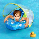 Lifelong Cuppy Baby Swimming Ring Tube with Canopy - Kids Floater with European Safety Standard - Swimming Pool Seat & Adjustable Waist Ring Tube - Inflatable Rattle, Float Trainer Pump Included