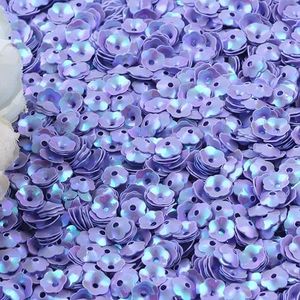 4000pcs 6mm Glitter Flower Bulk Loose Sequins Iridescent Round Embroidery Paillettes Crafts Sequins Cup Spangles for Sewing Christmas Wedding Confetti Decoration Accessories(Purple)