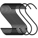 Elokipoe S Hooks, 20 Pack Sturdy Black Coated Steel S Shaped Hook, Heavy Duty S Rack Hooks & Metal Hanger, Sturdy S Hooks for Coffee Cup Kitchen Pot Pan Closet Bar Towel Closet Garden Garage