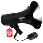 Pyle Portable Compact PA Megaphone Speaker, 50W Rechargeable Bullhorn Megaphone with Siren, Adjustable Volume, Lightweight Handheld Loud Speaker, For Coaches, Referees and Lifeguards