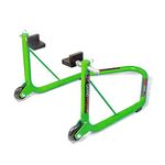 Grand Pitstop Universal Rear Paddock Stand for Motorcycle with Swingarm Rest (Non-Dismantable with Skate Wheels, Green, Motorcycle Weight Up to 350 Kgs)