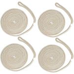 NovelBee 4 Pack of 3/8“x15’ Double Braid Nylon Dockline,Mooring Rope Dock Line,Working Load Limit 660 lbs,Breaking Strength 3,300 lbs (White/Gold)