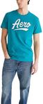 AEROPOSTALE Men's Script Logo Short Sleeve Tee, Harbor Blue, X-Small