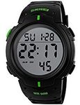 Gosasa Square Men's Women's Digital Watch Big Numbers Dial Waterproof LED Watches for Student Teens, X Green, Modern