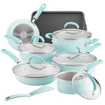 Rachael Ray 12146 Create Delicious Nonstick Cookware Pots and Pans Set, Aluminum, Light Blue Shimmer