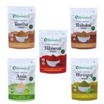 Hennahub Amla, Reetha, Shikakai, Bhringraj and Hibiscus Powder for Hair Growth & Hair Mask, 200g each (Combo Pack of 5)